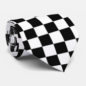 市松模様に白黒幾何レトロ ネクタイ (ロール)