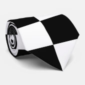 市松模様に白黒幾何レトロ ネクタイ (ロール)