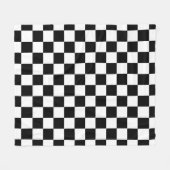 市松模様に白黒幾何レトロ フリースブランケット (正面(横))