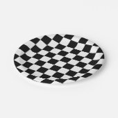 市松模様に白黒幾何レトロ ペーパープレート (アングル)