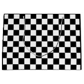 市松模様に白黒幾何レトロ ラージペーパーバッグ (正面)