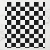 市松模様に白黒幾何レトロ ワインラベル (シングルラベル)