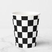 市松模様に白黒幾何レトロ 紙コップ (正面)