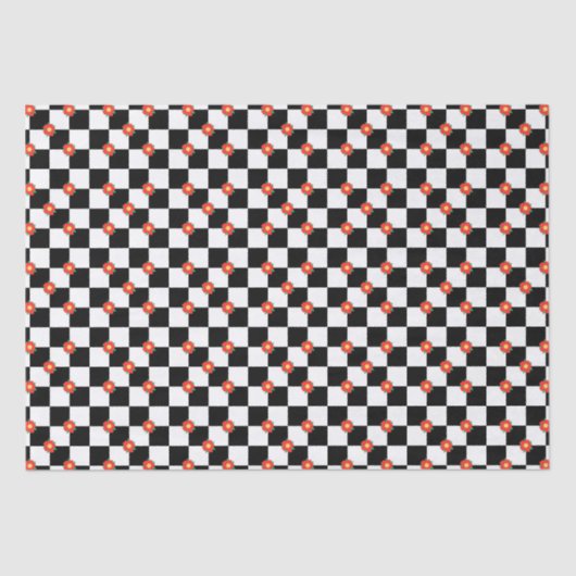 市松模様に紅花 薄葉紙 (正面)