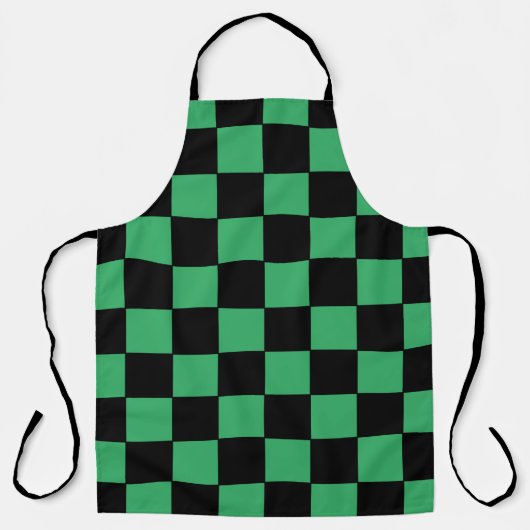 市松模様に緑と黒 エプロン (正面)