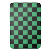 市松模様に緑と黒 バスマット (正面縦)