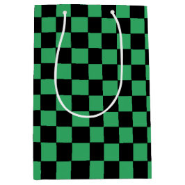 市松模様に緑と黒 ミディアムペーパーバッグ