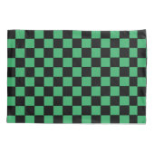 市松模様に緑と黒 枕カバー (裏面)