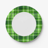 市松模様に緑色パターン ペーパープレート (正面)