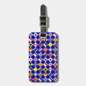 市松模様に航海の信号フラグ ラゲッジタグ (正面縦)