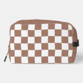 市松模様に茶の茶色の白レトロモノグラム ドップキット (裏面)