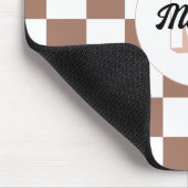 市松模様に茶の茶色の白レトロモノグラム マウスパッド (コーナー)