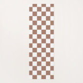 市松模様に茶の茶色の白レトロモノグラム ヨガマット (裏面)