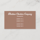 市松模様に茶の茶色の白レトロモノグラム 名刺 (裏面)