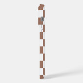 市松模様に茶の茶色の白レトロモノグラム iPhoneケース (左側面)