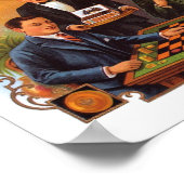 市松模様に葉巻ラベル ポスター (角)