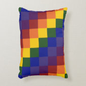 市松模様に虹 アクセントクッション (正面(垂直))