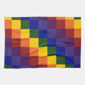 市松模様に虹 キッチンタオル (横)
