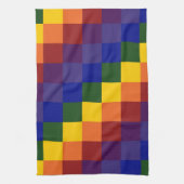 市松模様に虹 キッチンタオル (縦)