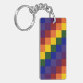 市松模様に虹 キーホルダー (正面左)