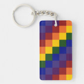 市松模様に虹 キーホルダー (正面)