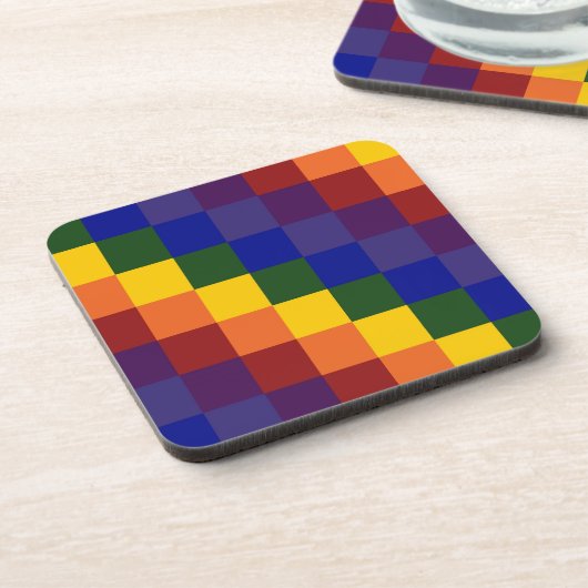 市松模様に虹 コースター (左側)