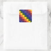 市松模様に虹 スクエアシール (バッグ)