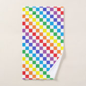 市松模様に虹 バスタオルセット (ハンドタオル)