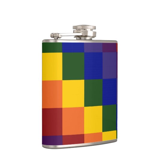 市松模様に虹 フラスク (右)