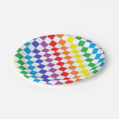 市松模様に虹 ペーパープレート (アングル)