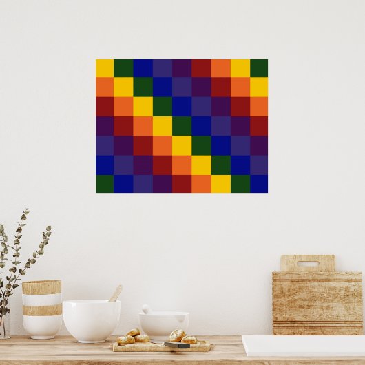 市松模様に虹 ポスター (キッチン)