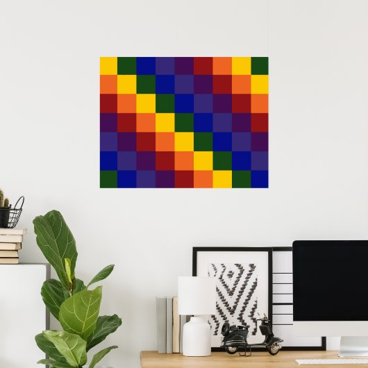 市松模様に虹 ポスター (ホームオフィス)