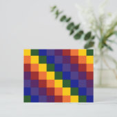 市松模様に虹 ポストカード (スタンド正面)