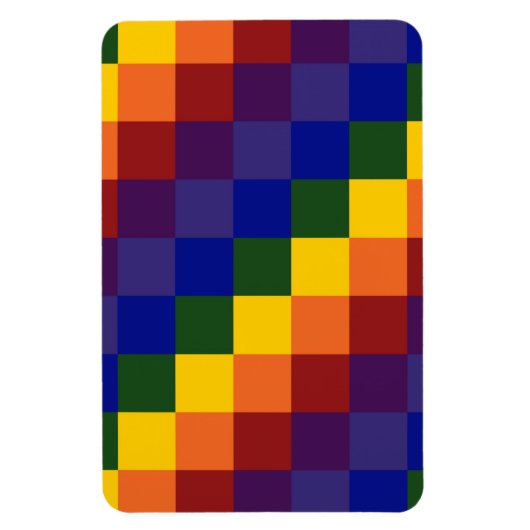 市松模様に虹 マグネット (縦)