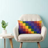市松模様に虹 ランバークッション (椅子)