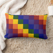市松模様に虹 ランバークッション (ブランケット)