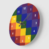 市松模様に虹 ラージ壁時計 (傾斜)
