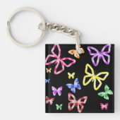 市松模様に蝶 キーホルダー (正面)