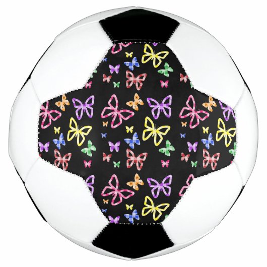 市松模様に蝶 サッカーボール (正面)