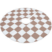 市松模様に角型モカ茶ホワイトレトロ ブラッシュドポリエステルツリースカート (アングル)