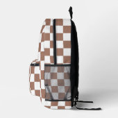 市松模様に角型モカ茶ホワイトレトロ プリントバックパック (右)