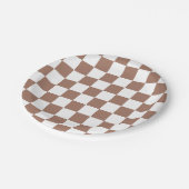 市松模様に角型モカ茶ホワイトレトロ ペーパープレート (アングル)