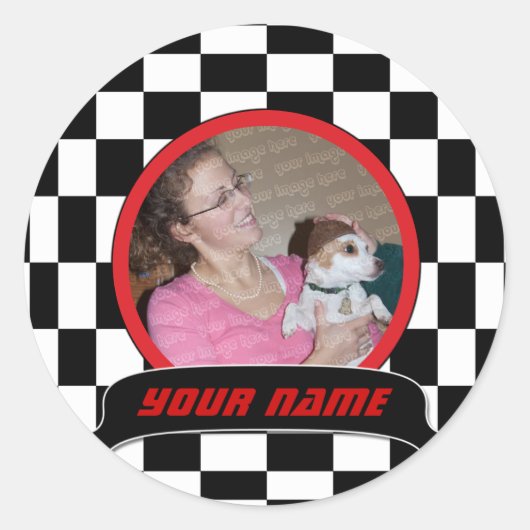 市松模様に角 ラウンドシール (正面)