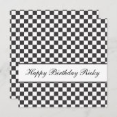 市松模様に誕生日招待状 招待状 (正面/裏面)