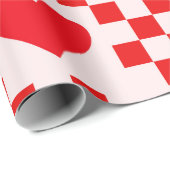 市松模様に赤いハートパターン ラッピングペーパー (ロールコーナー)