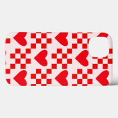 市松模様に赤いハートパターン Case-Mate iPhoneケース (裏面 (横))