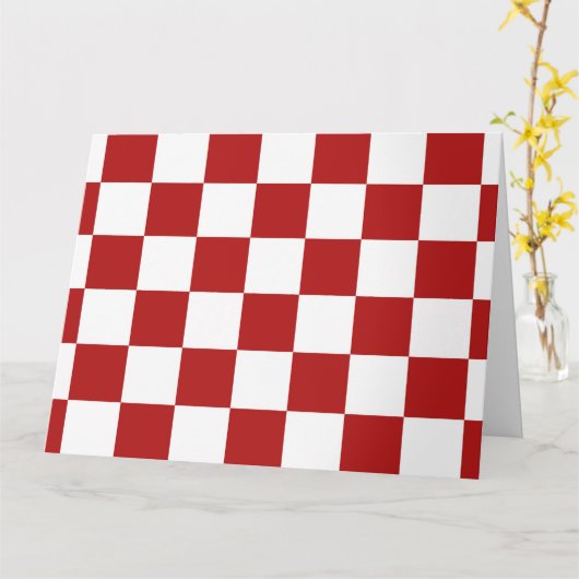 市松模様に赤と白 カード (黄色い花)