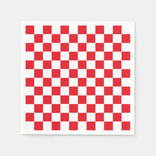 市松模様に赤と白 スタンダードカクテルナプキン (正面)