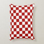 市松模様に赤白幾何レトロ アクセントクッション (正面(垂直))
