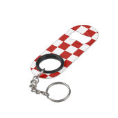 市松模様に赤白幾何レトロ キーホルダー栓抜き (裏面アングル)